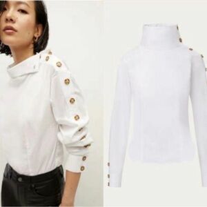 Veronica Beard White Button-Detail Blouse - Size 2 NWT (or Best Offer)